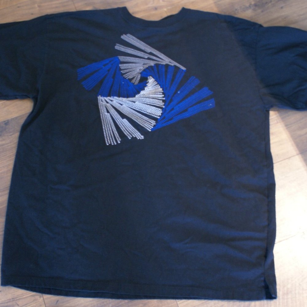 CUBE T-Shirt Men's Size 3XL Black Short Sleeves Crew Neck Blue White Graphic